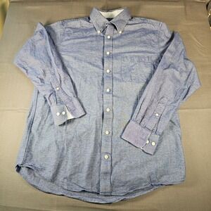 Charles Tyrwhitt Weekend Mens Classic Fit Blue Cotton Chambray Shirt CW295BLU M